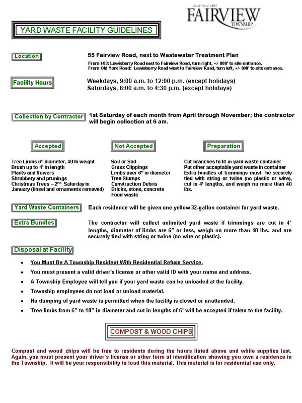 Fairview Township > Township Departments > Refuse/Recycling > Yard