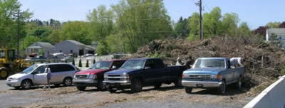 Busy week-day morning as township residents drop off material at the Yard Waste Facility.