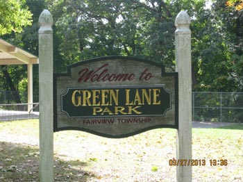 Welcome to Green Lane Park sign