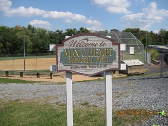 Welcome to Max C. Hempt Memorial Field sign