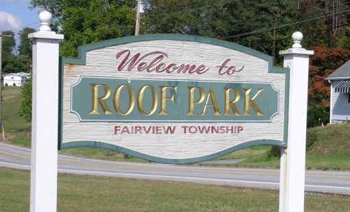 Welcome to Roof Park  sign
