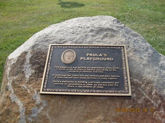Roof Park - Paula's Playground plaque